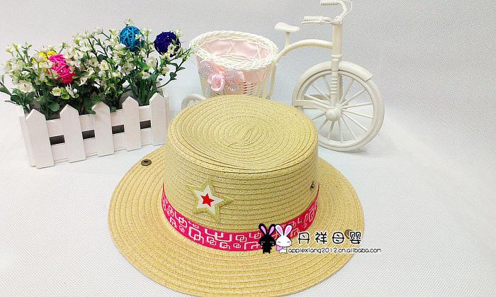 服装鞋帽箱包,钟表眼镜 服饰 帽子 儿童草帽子批发 2013新款五角星